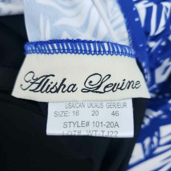 Alisha Levine Swimsuit Swimdress Skirted Blue Floral SZ 16 One Piece Modest - Picture 7 of 7